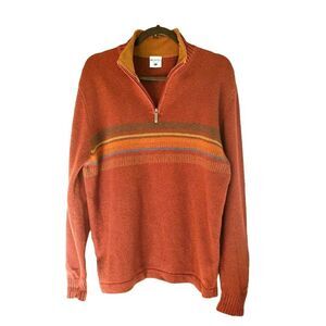 Columbia Men's Sweater Orange L Sportswear XCO 1/4 Zip Up High Neck